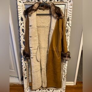 Owen Barry long sheepskin coat with fur collar and cuffs